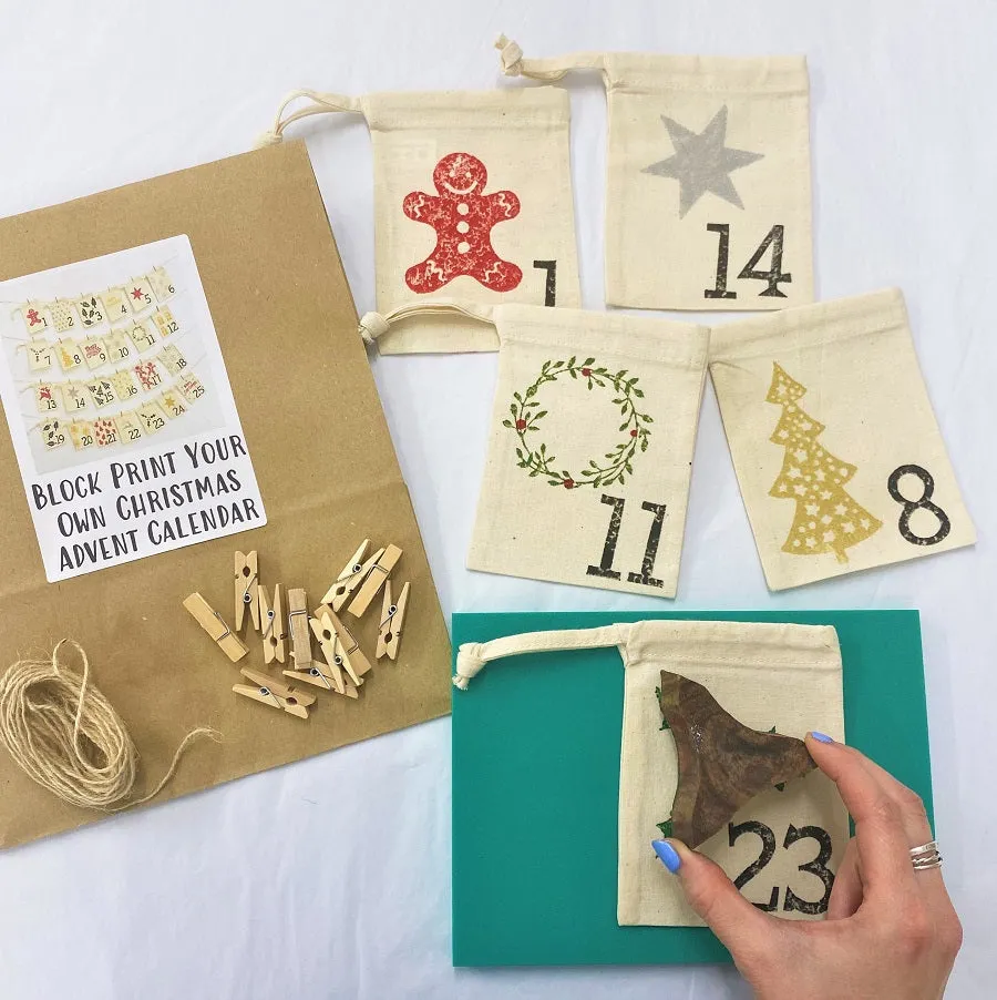 Block Printing Kit - Drawstring Bag Advent Calendar