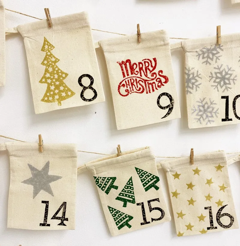 Block Printing Kit - Drawstring Bag Advent Calendar