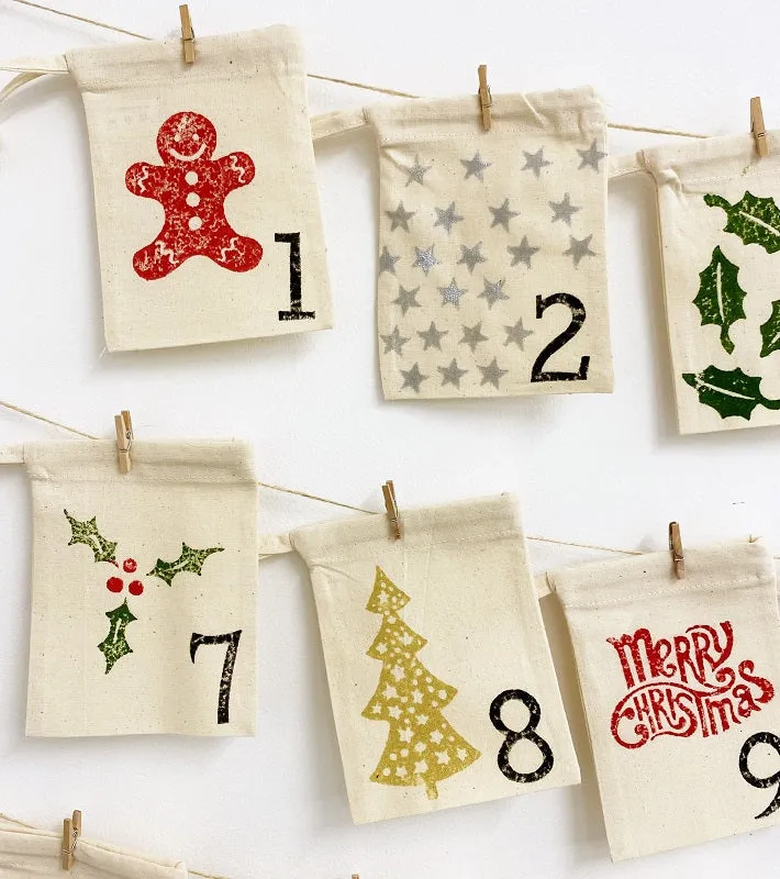 Block Printing Kit - Drawstring Bag Advent Calendar