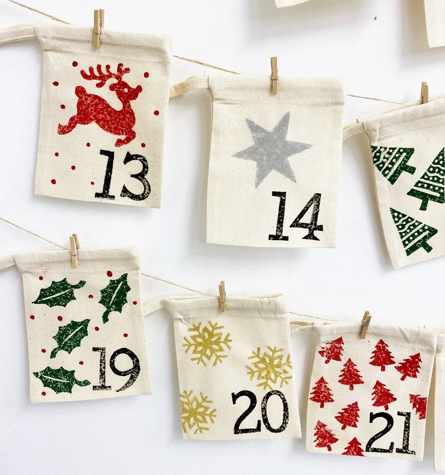Block Printing Kit - Drawstring Bag Advent Calendar