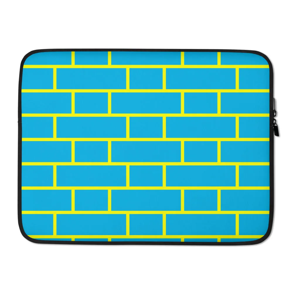 Blue & Yellow Flemish Bond Brick Hatch Laptop Sleeves