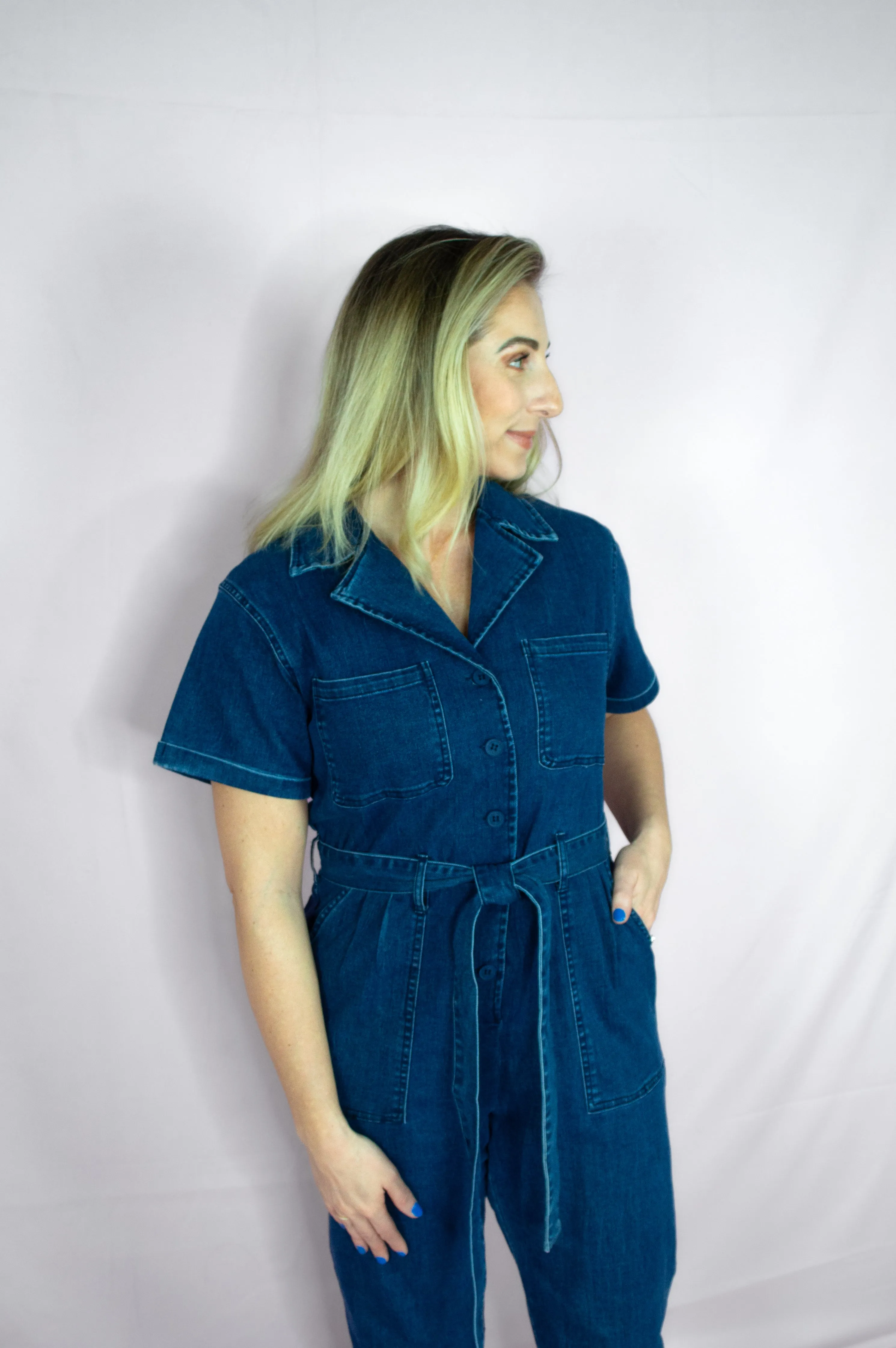 Blue Denim Utility Jumpsuit