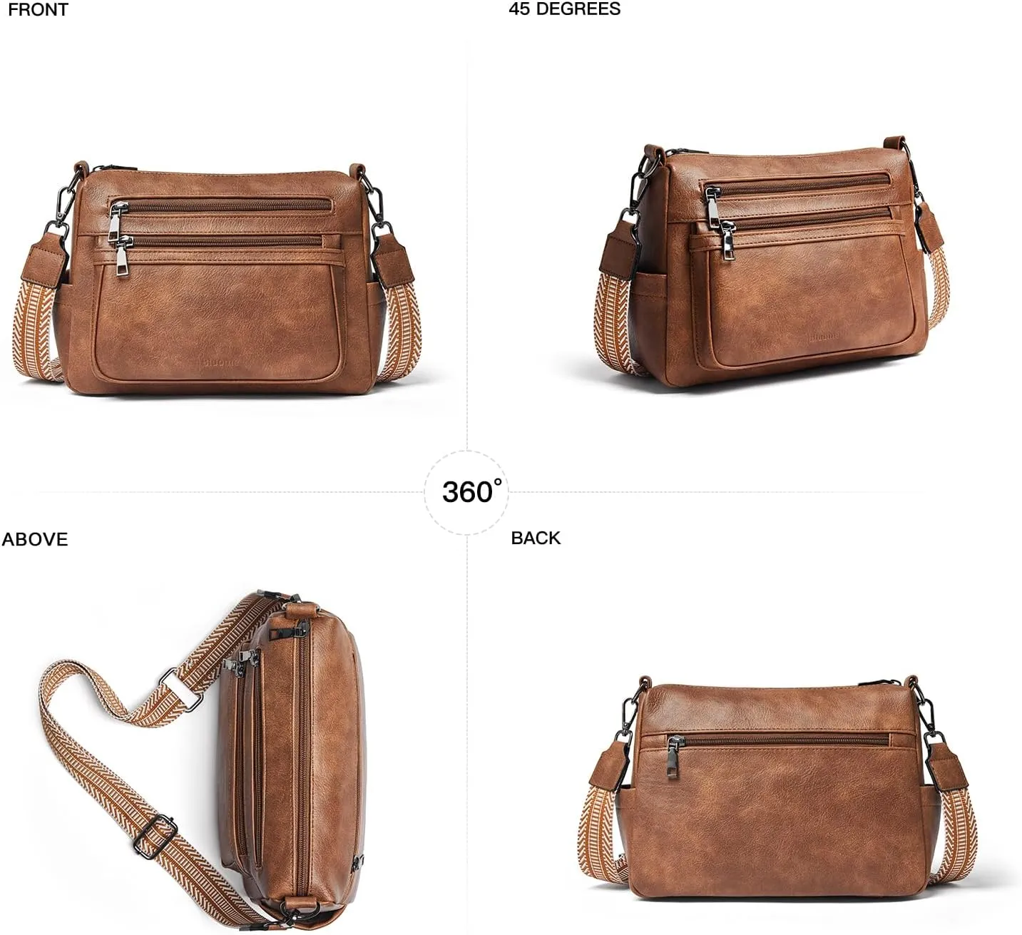 Bluome Crossbody Purses for Women, Vegan Leather Shoulder Bag Handbags Medium Hobo Bag with Guitar Strap