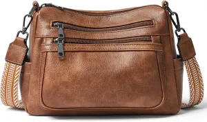 Bluome Crossbody Purses for Women, Vegan Leather Shoulder Bag Handbags Medium Hobo Bag with Guitar Strap