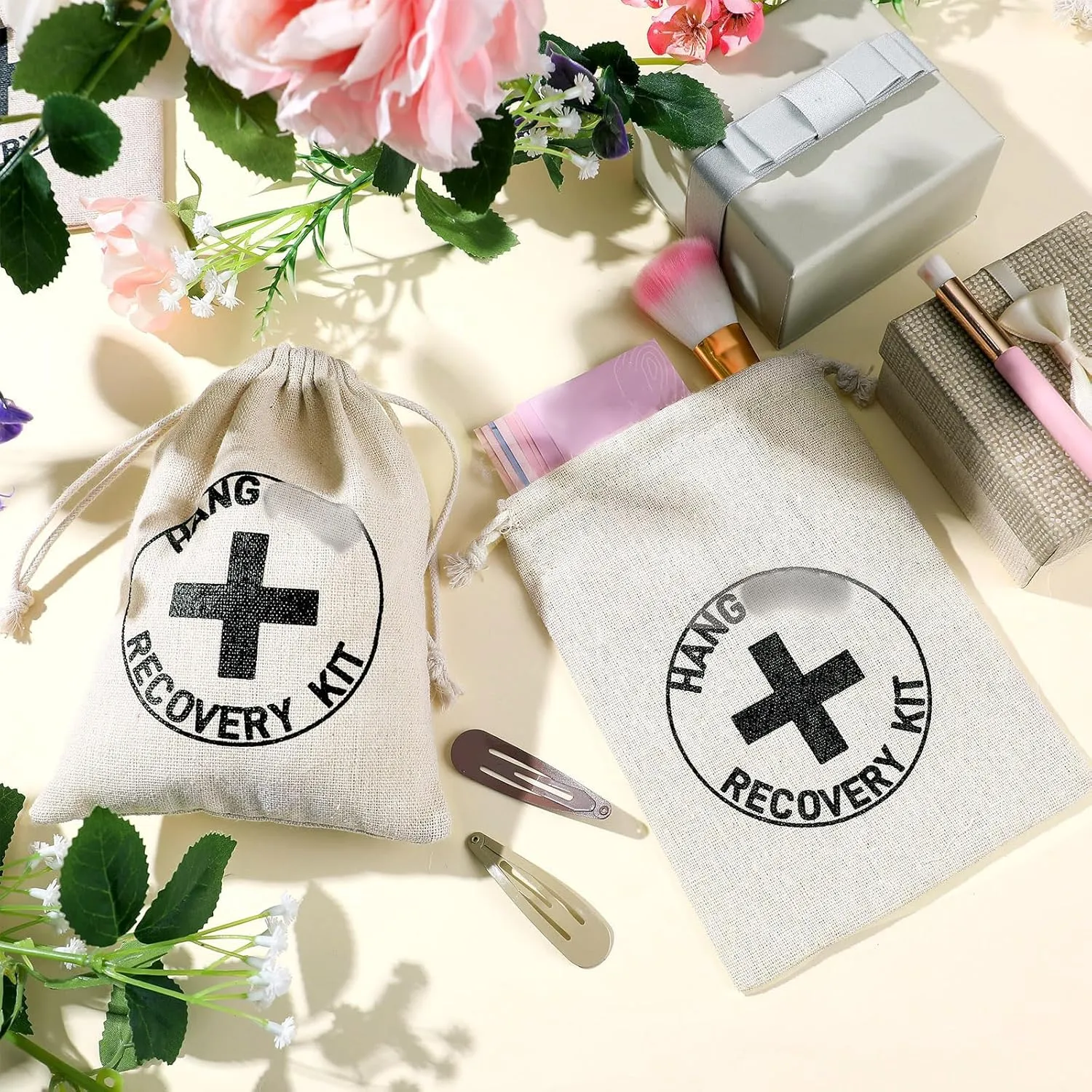 Boao 20 Pack Gift Bags Bachelor Party Decorations Bachelorette Bridal Shower Pouches with Drawstring Wedding Supplies for Bachelorette Party (White,Cross)
