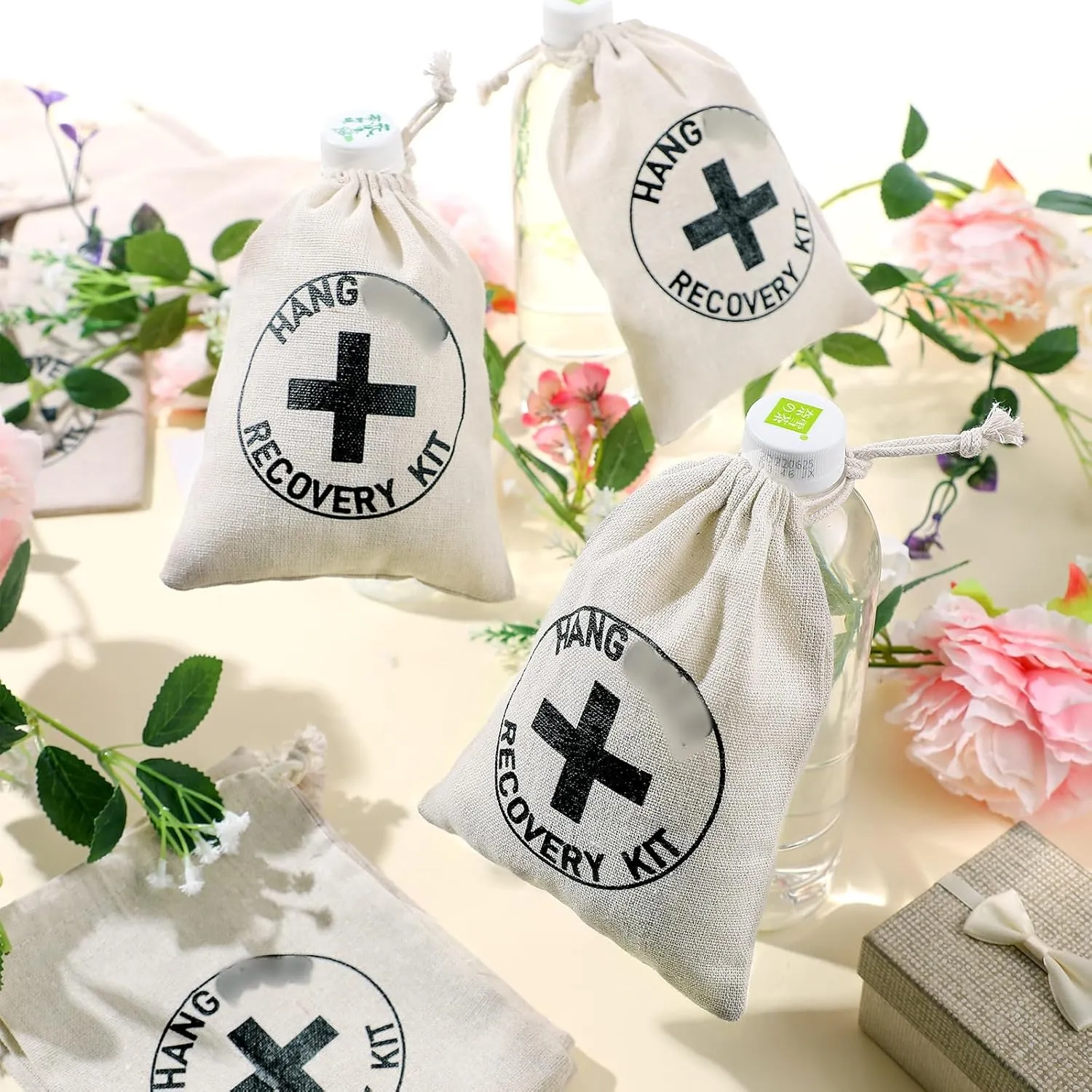 Boao 20 Pack Gift Bags Bachelor Party Decorations Bachelorette Bridal Shower Pouches with Drawstring Wedding Supplies for Bachelorette Party (White,Cross)
