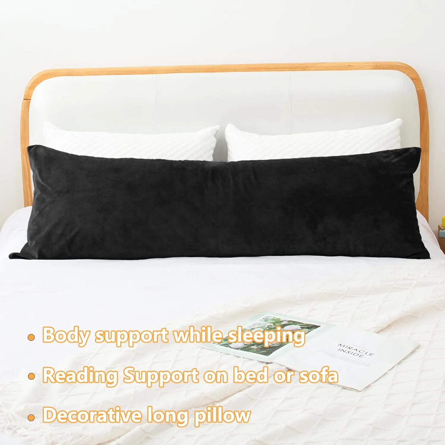 Body Pillow, Cooling Memory Foam Body Pillows for Adults Sleeping, Long Pillow for Bed, Big Large Firm Full Body Pillow for Side Sleeper, 20x54 Inch, Black