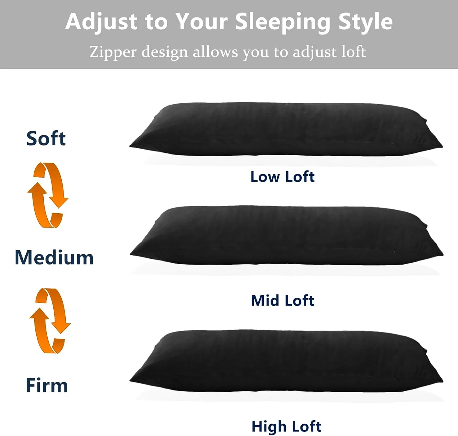 Body Pillow, Cooling Memory Foam Body Pillows for Adults Sleeping, Long Pillow for Bed, Big Large Firm Full Body Pillow for Side Sleeper, 20x54 Inch, Black