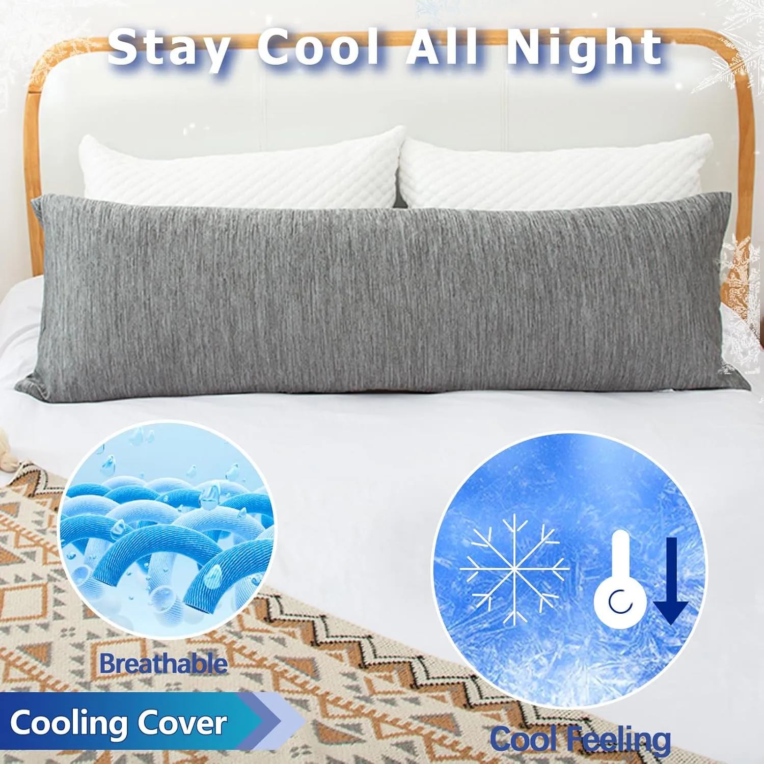 Body Pillow, Cooling Memory Foam Body Pillows for Adults Sleeping, Long Pillow for Bed, Big Large Firm Full Body Pillow for Side Sleeper, 20x54 Inch, Cooling Grey