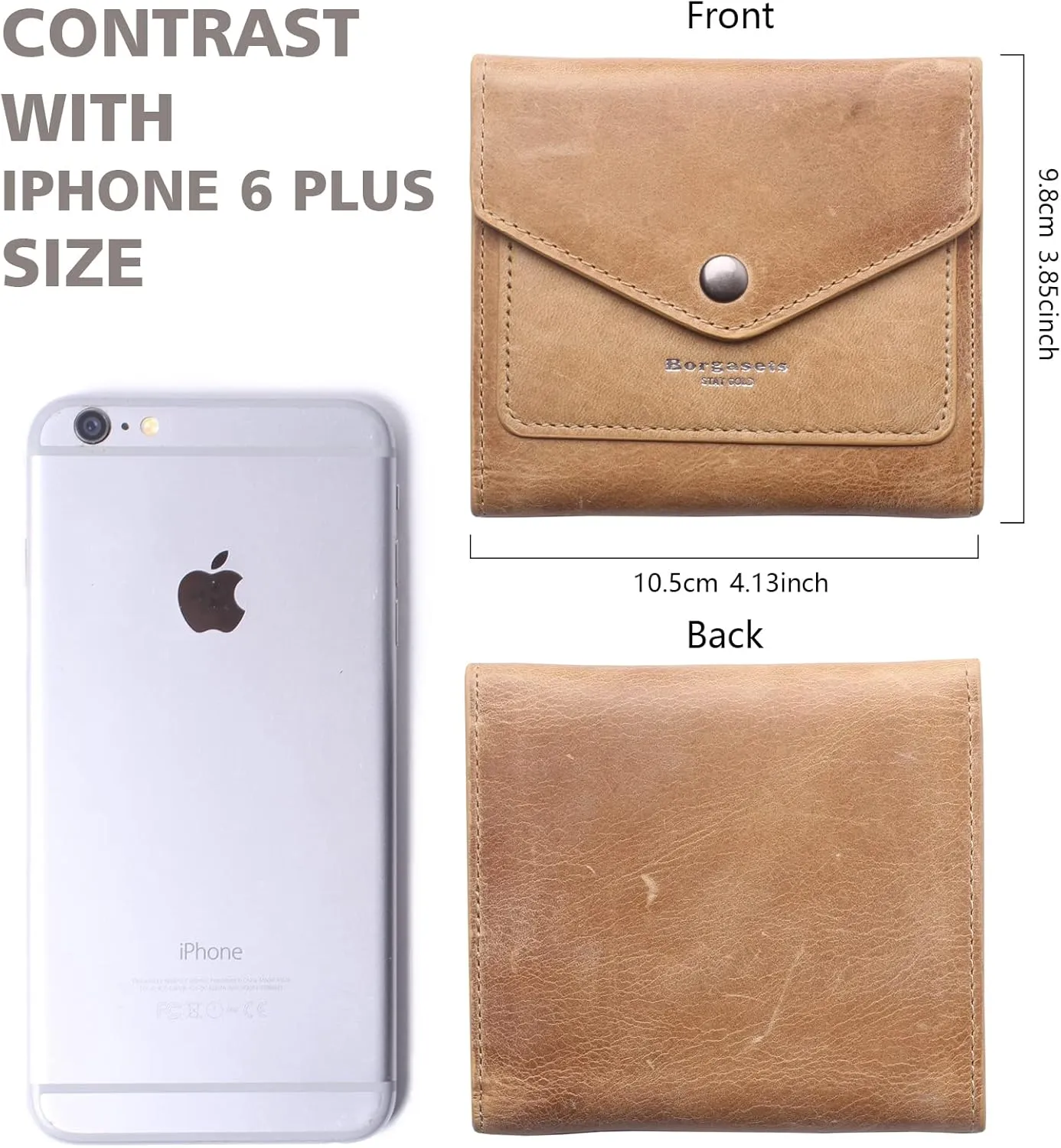 Borgasets Small Wallet for Women Genuine Leather RFID Blocking Card Holder Organizer Pocket Compact Bifold Ladies Mini Purse
