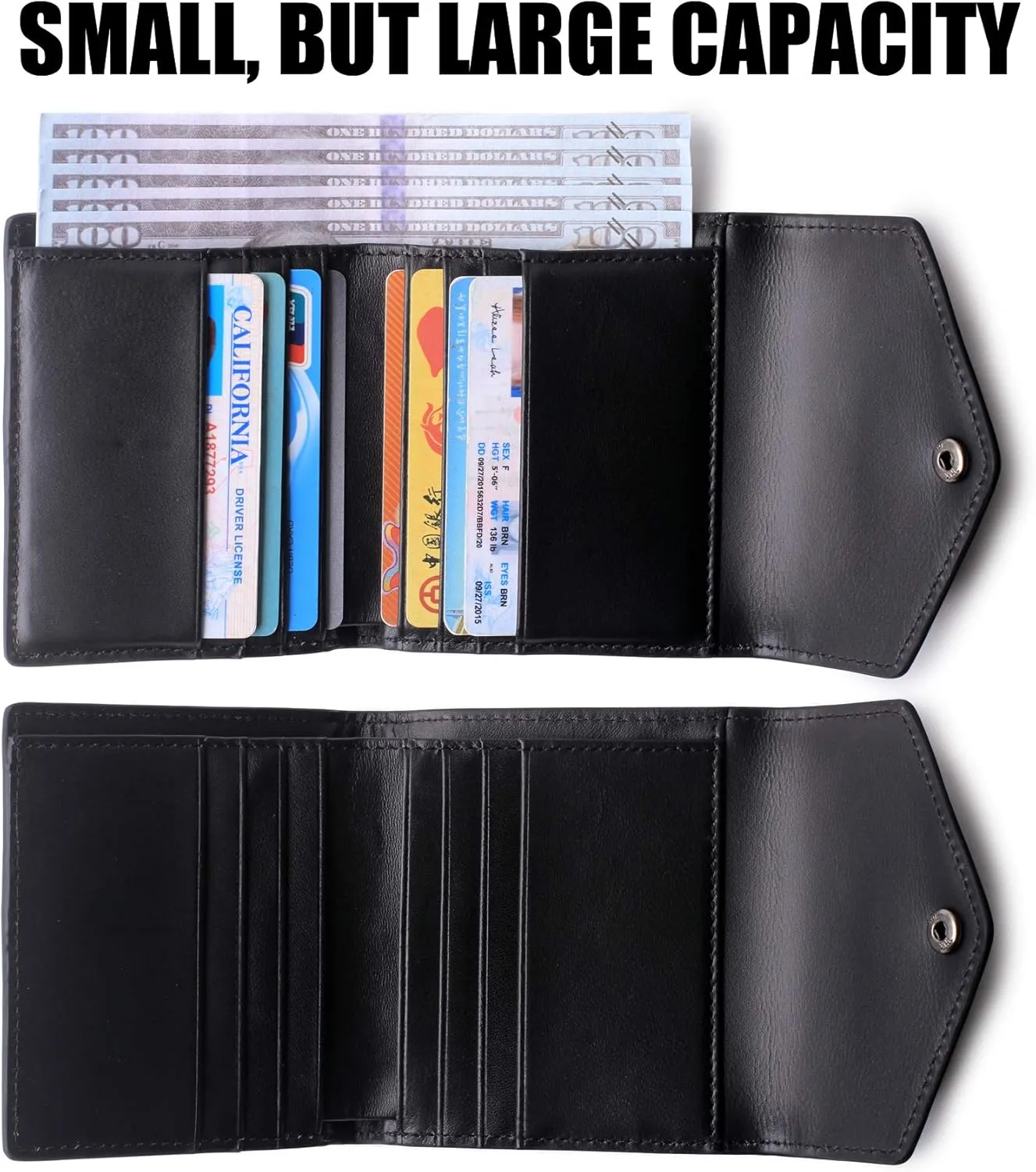 Borgasets Small Wallet for Women Genuine Leather RFID Blocking Card Holder Organizer Pocket Compact Bifold Ladies Mini Purse