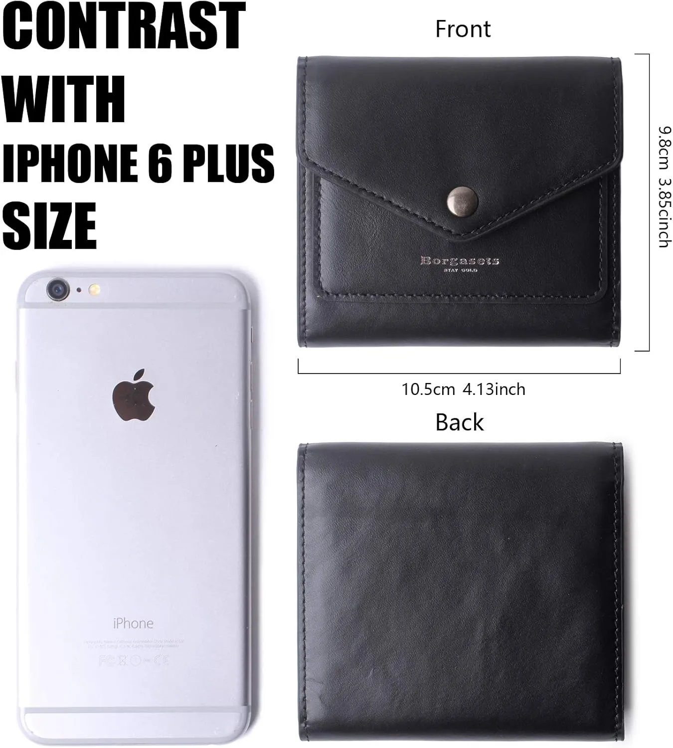 Borgasets Small Wallet for Women Genuine Leather RFID Blocking Card Holder Organizer Pocket Compact Bifold Ladies Mini Purse