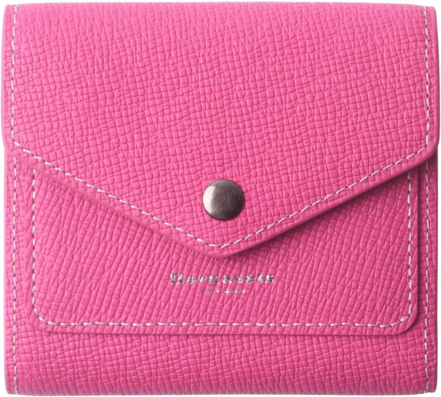 Borgasets Small Wallet for Women Genuine Leather RFID Blocking Card Holder Organizer Pocket Compact Bifold Ladies Mini Purse