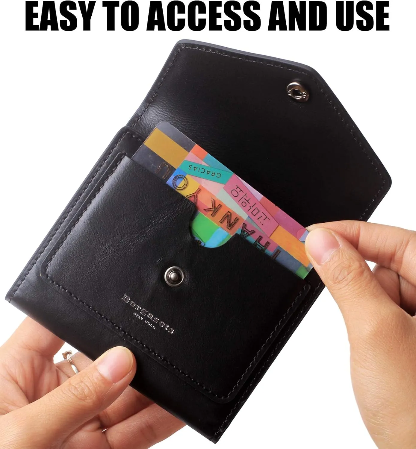 Borgasets Small Wallet for Women Genuine Leather RFID Blocking Card Holder Organizer Pocket Compact Bifold Ladies Mini Purse