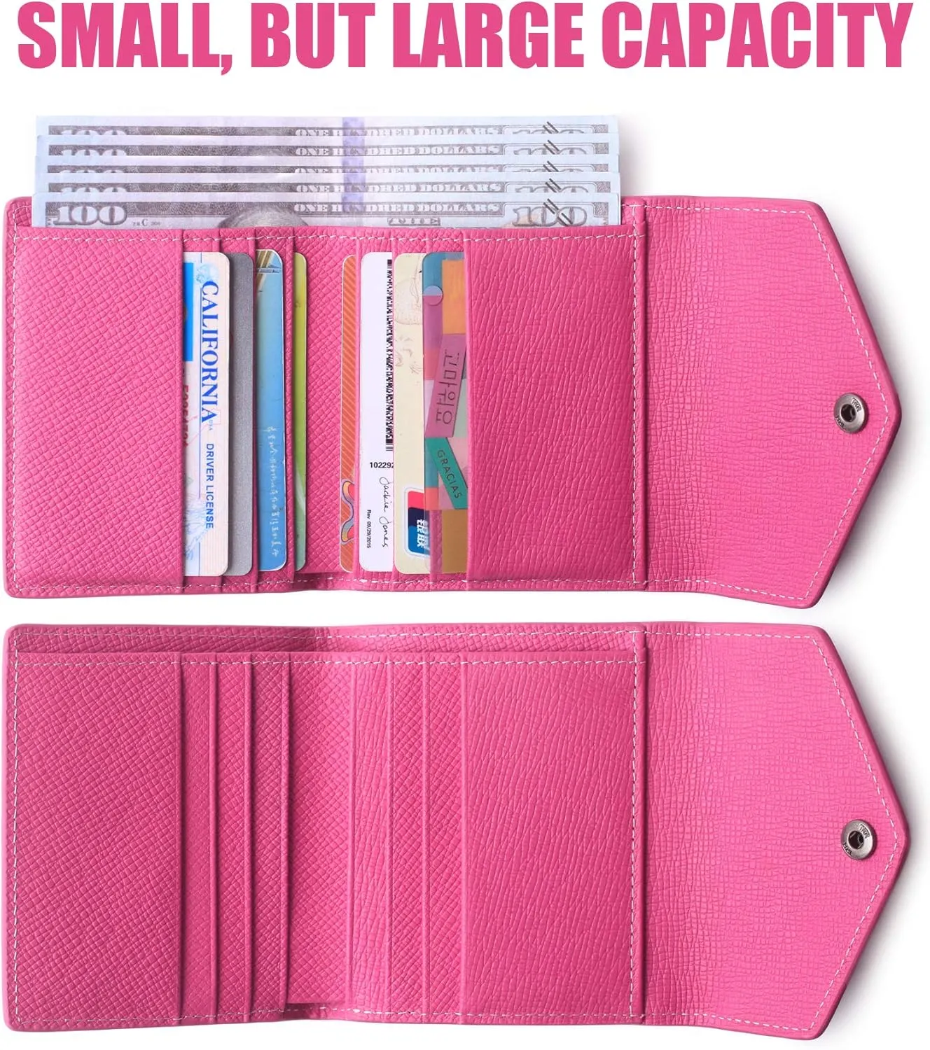 Borgasets Small Wallet for Women Genuine Leather RFID Blocking Card Holder Organizer Pocket Compact Bifold Ladies Mini Purse