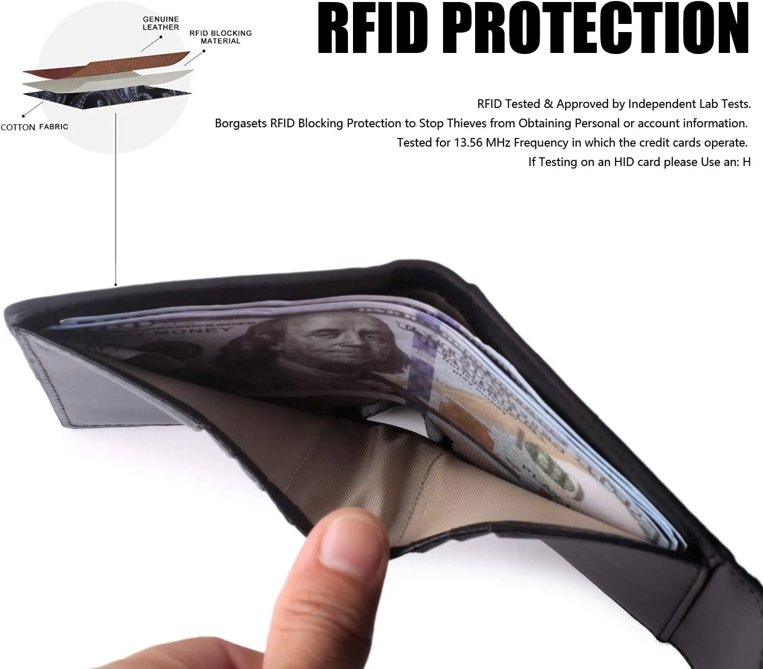Borgasets Small Wallet for Women Genuine Leather RFID Blocking Card Holder Organizer Pocket Compact Bifold Ladies Mini Purse