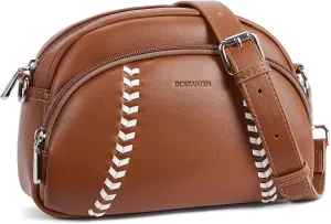 BOSTANTEN Baseball Crossbody Purses for Sport Mom Small Shoulder Bag Vegan Leather Women Handbags for Events
