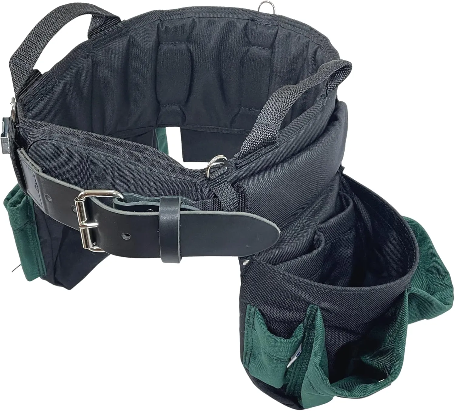 BOULDER BAG Professional Electrician's MAX Combo with Comfort Back Support Tool Belt, Leather Belt Buckle, Heavy Duty Work Belt, Green, (Medium 28-32 Inch Waist), Made in USA