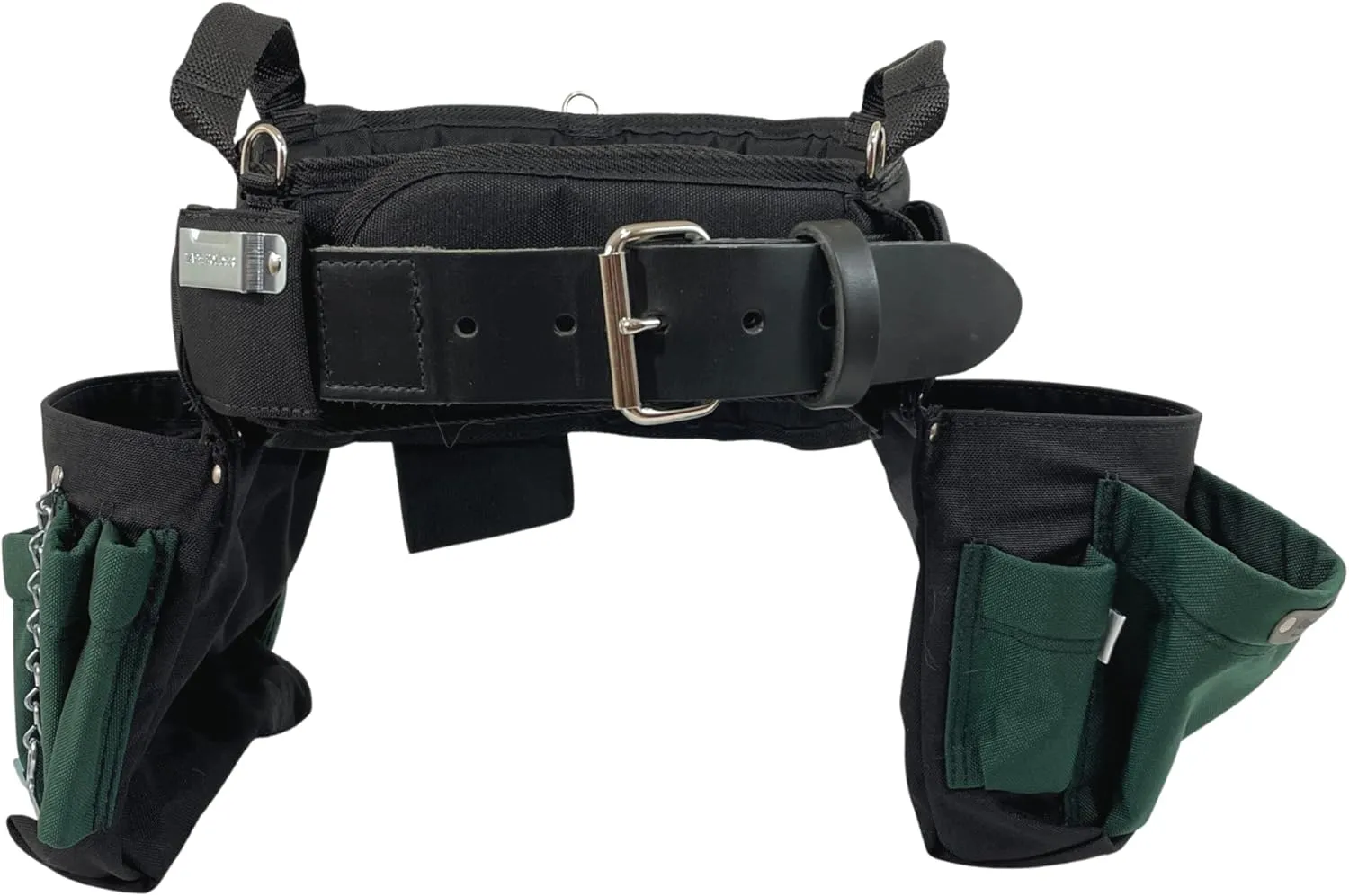 BOULDER BAG Professional Electrician's MAX Combo with Comfort Back Support Tool Belt, Leather Belt Buckle, Heavy Duty Work Belt, Green, (Medium 28-32 Inch Waist), Made in USA