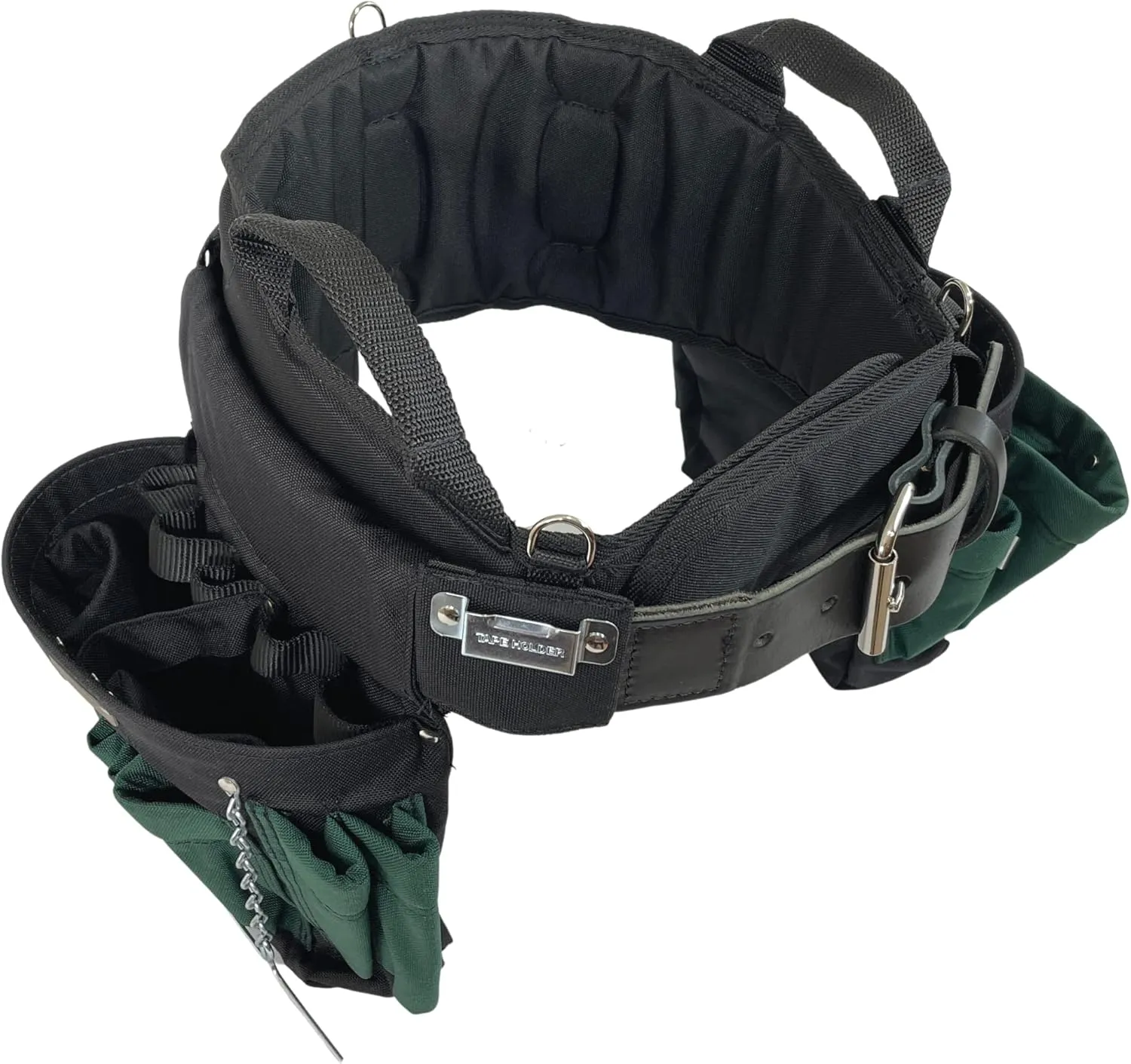 BOULDER BAG Professional Electrician's MAX Combo with Comfort Back Support Tool Belt, Leather Belt Buckle, Heavy Duty Work Belt, Green, (Medium 28-32 Inch Waist), Made in USA