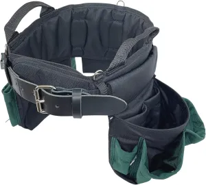 BOULDER BAG Professional Electrician's MAX Combo with Comfort Back Support Tool Belt, Leather Belt Buckle, Heavy Duty Work Belt, Green, (Medium 28-32 Inch Waist), Made in USA