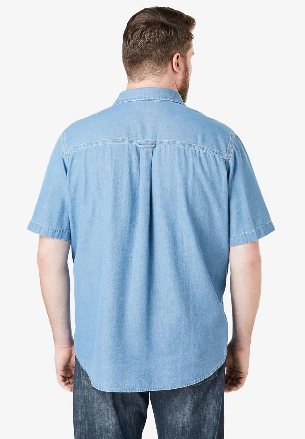 Boulder Creek by Kingsize Men's Big & Tall Short Sleeve Denim and Twill Shirt