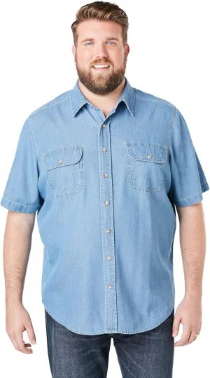 Boulder Creek by Kingsize Men's Big & Tall Short Sleeve Denim and Twill Shirt