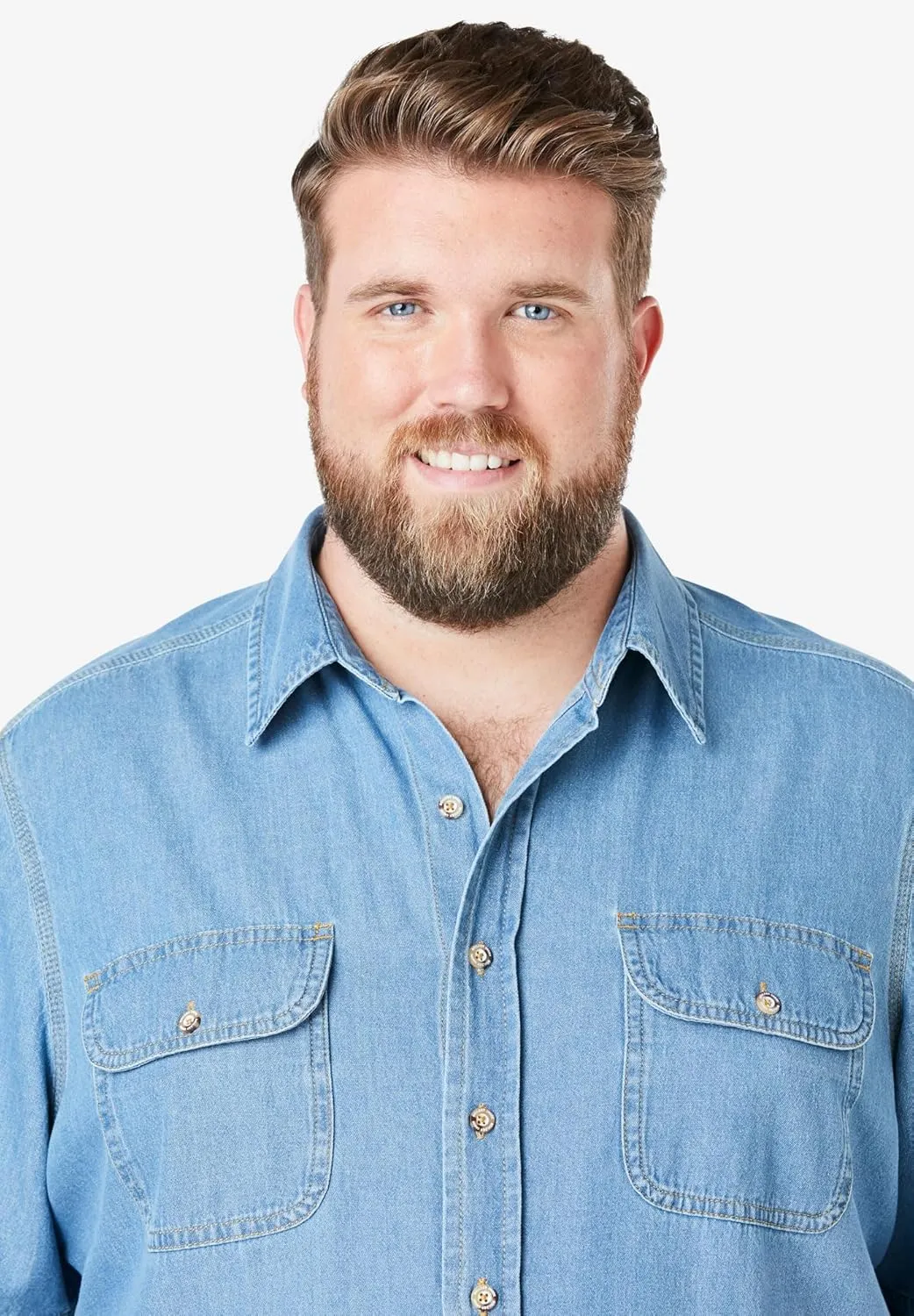 Boulder Creek by Kingsize Men's Big & Tall Short Sleeve Denim and Twill Shirt