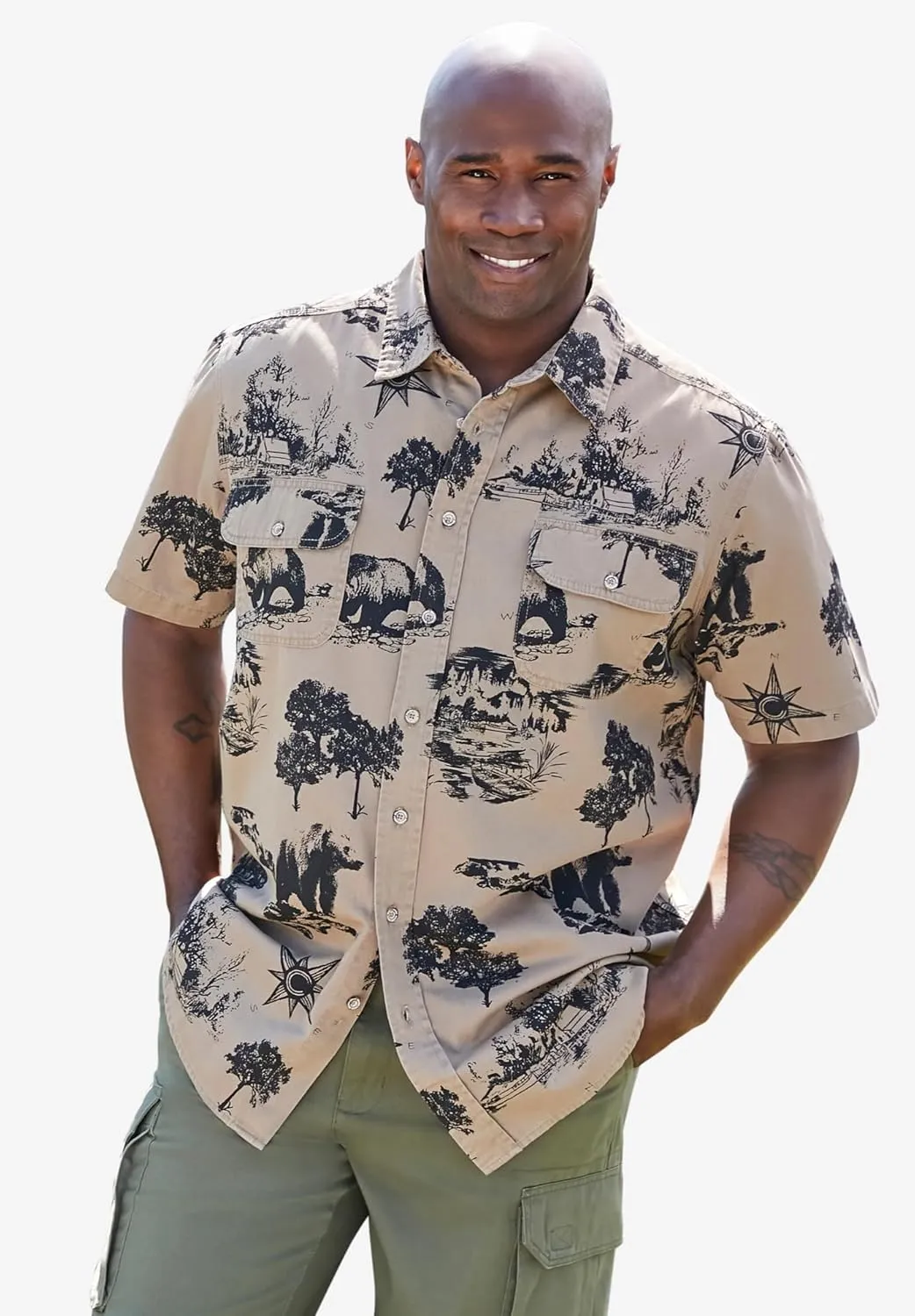Boulder Creek by Kingsize Men's Big & Tall Short Sleeve Denim and Twill Shirt