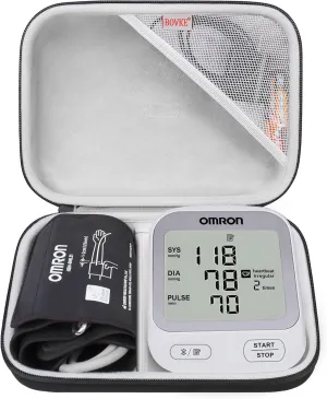 BOVKE Carrying Case Compatible with OMRON Silver BP5255 / OMRON Bronze BP5150 Upper Arm Blood Pressure Monitor with Cuff, Mesh Pocket for Batteries and Charger, Black