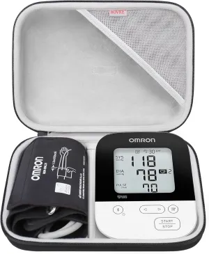 BOVKE Carrying Case Travel Bag for Omron 5 Series Wireless Upper Arm Blood Pressure Monitor OMRON BP5250 / BP7250 / BP7200 Monitors and Cuff, Mesh Pocket for Batteries and Charger, Black