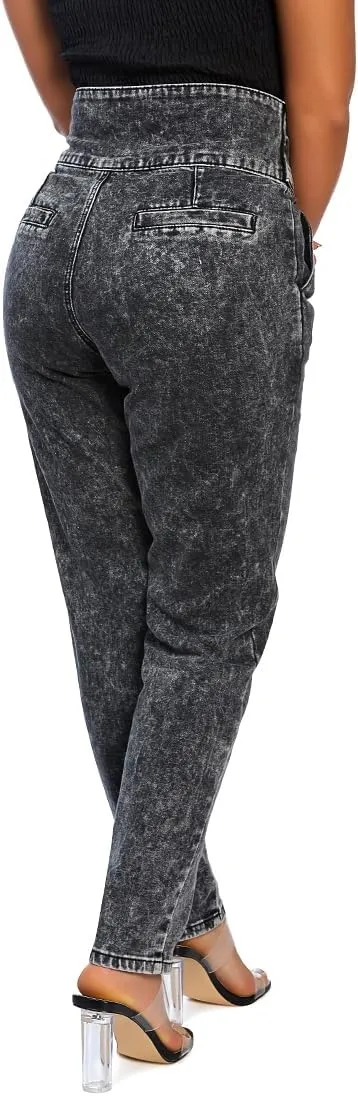 Bow Together Washed Denim Pants