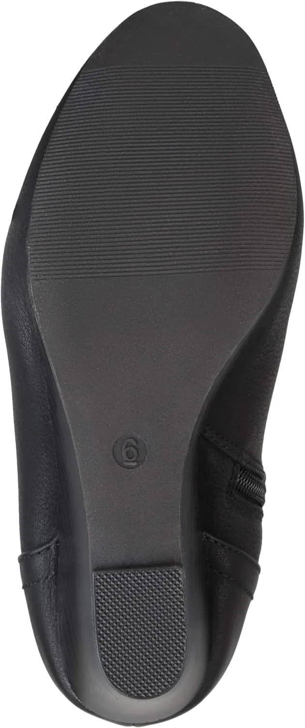 Brinley Co. Womens Regular and Wide Calf Round Toe Faux Leather Mid-calf Wedge Boots