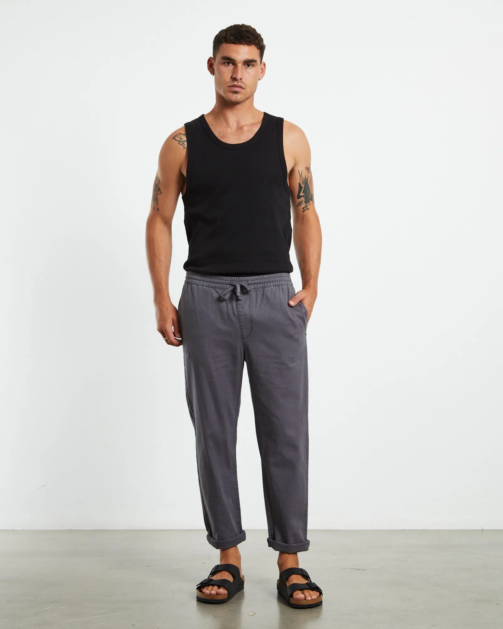 Brody Linen Pants Charcoal Grey