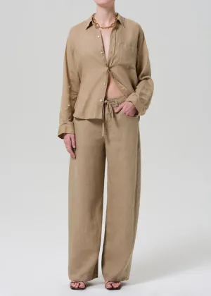Brynn Drawstring Linen Trouser in Gobi