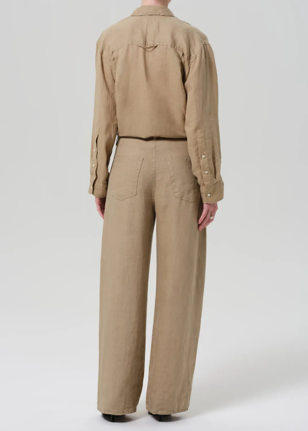Brynn Drawstring Linen Trouser in Gobi