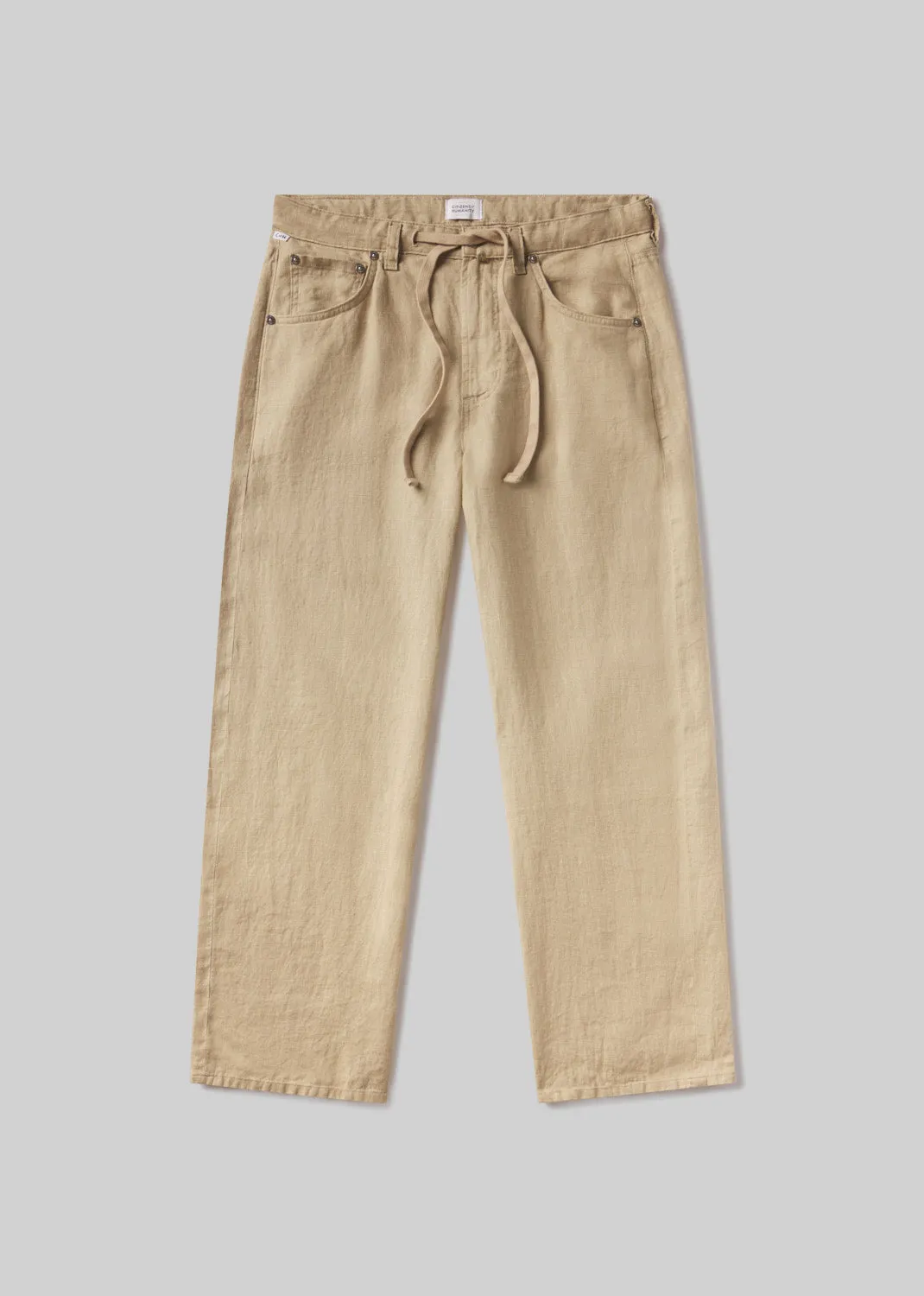 Brynn Drawstring Linen Trouser in Gobi