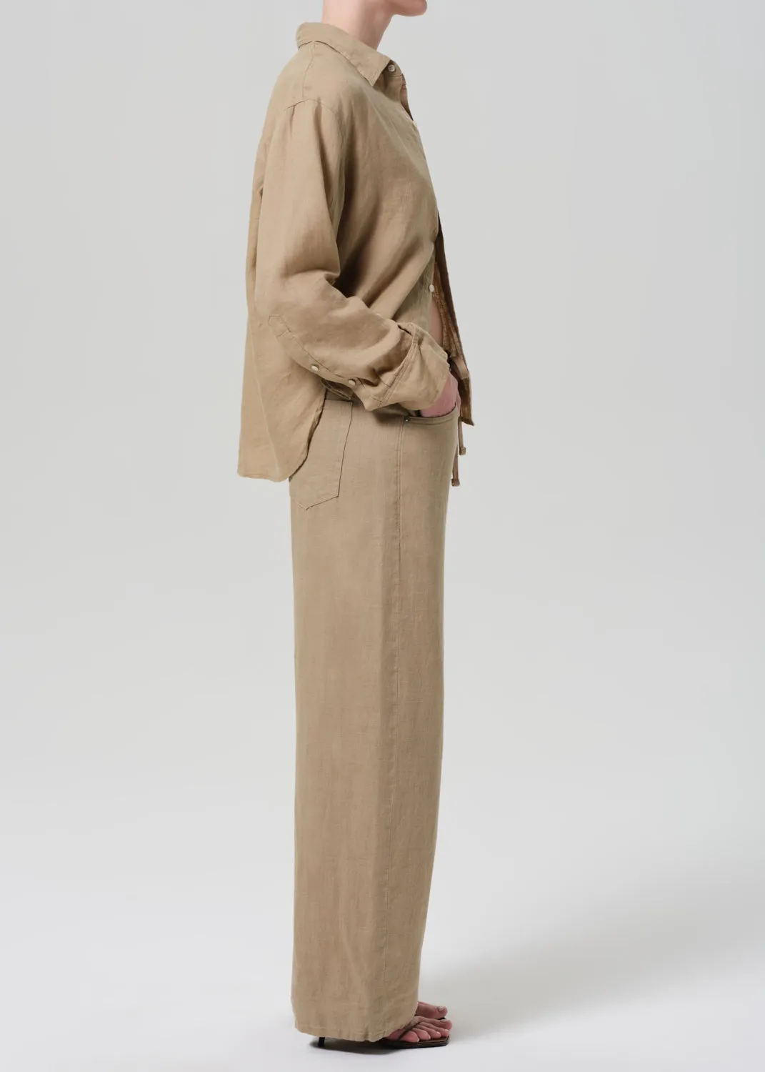 Brynn Drawstring Linen Trouser in Gobi