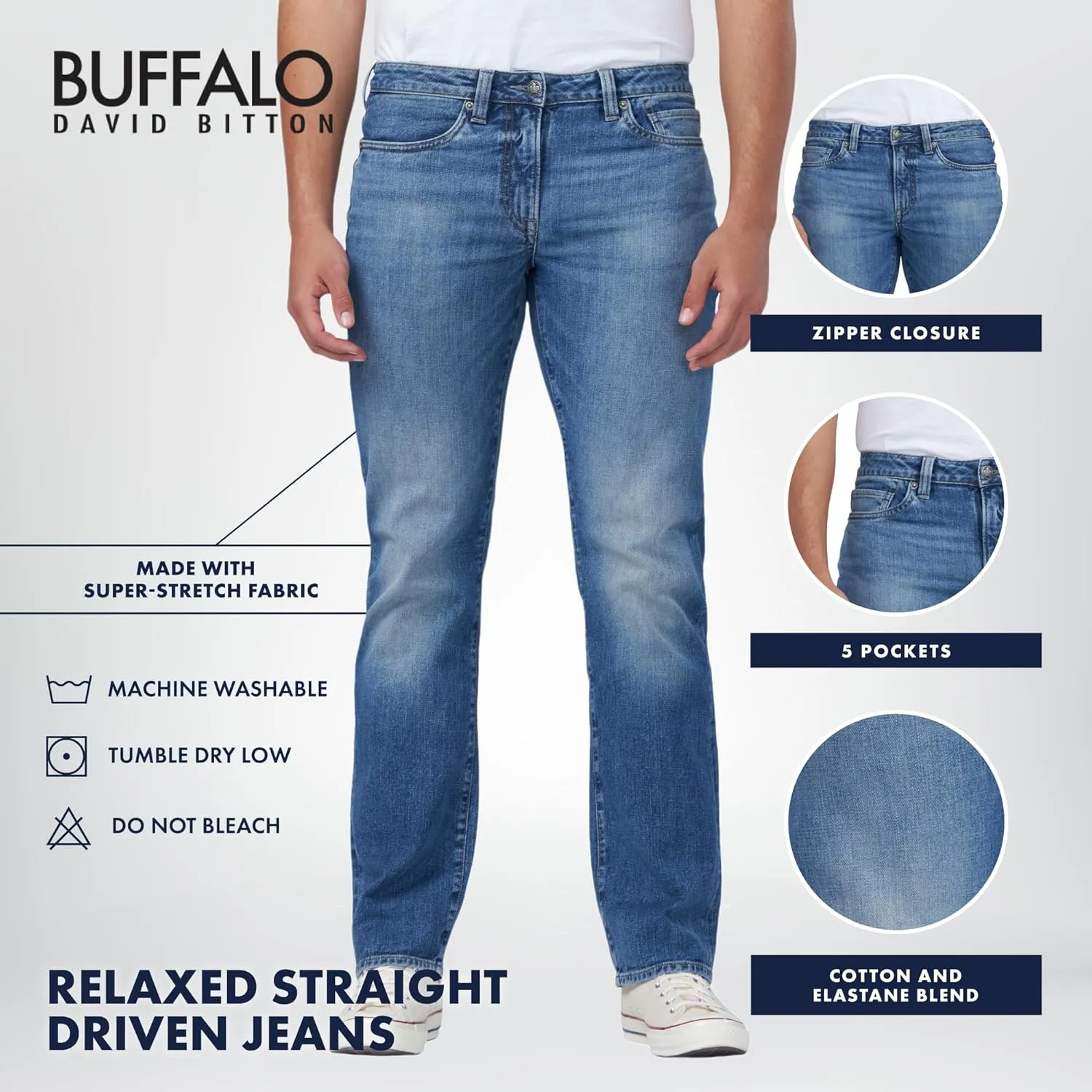 Buffalo David Bitton Men's Relaxed Straight Driven Jeans