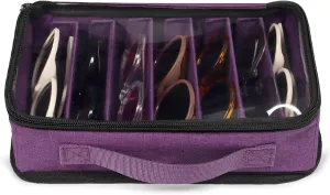 Bukere Sunglasses Organizer Case for Multiple Pairs, 7-12 Slots Adjustable Glasses Box Women Men, Travel Eyeglasses Storage