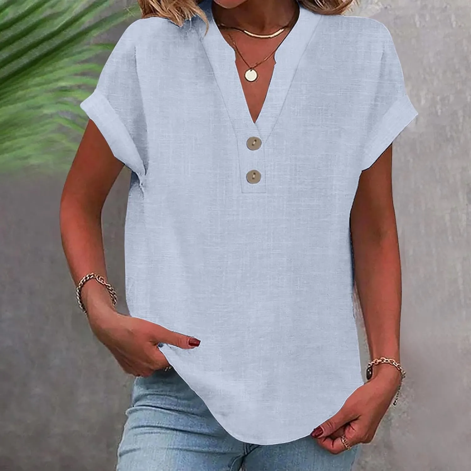 Button Down Shirts for Women Lightweight Cotton Linen Cap Sleeve Tops Casual Loose Spring Summer Beach Blouses