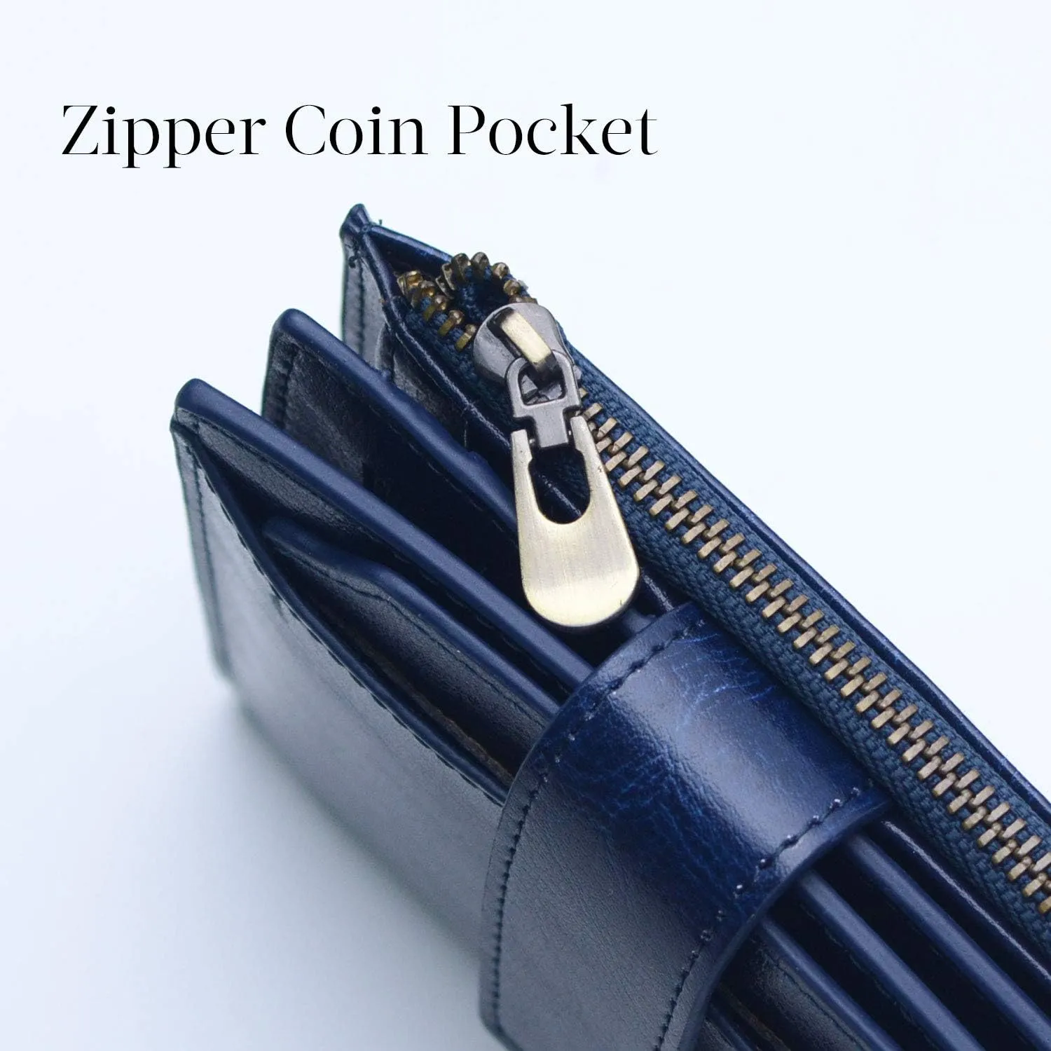 Bveyzi Women's Small Leather RFID Blocking Bifold Zipper Pocket Wallet Ladies Credit Card Slots Purse with id Window