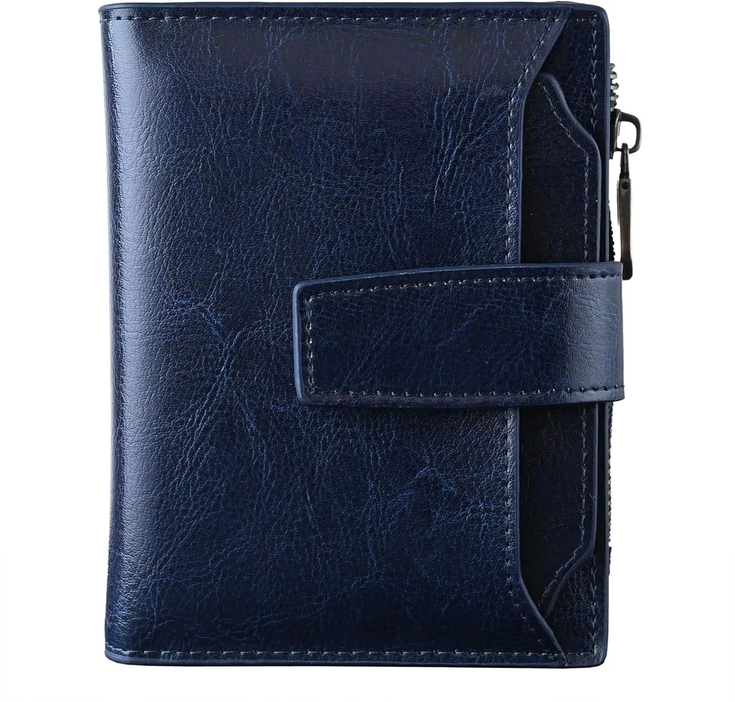 Bveyzi Women's Small Leather RFID Blocking Bifold Zipper Pocket Wallet Ladies Credit Card Slots Purse with id Window