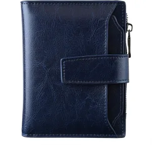 Bveyzi Women's Small Leather RFID Blocking Bifold Zipper Pocket Wallet Ladies Credit Card Slots Purse with id Window