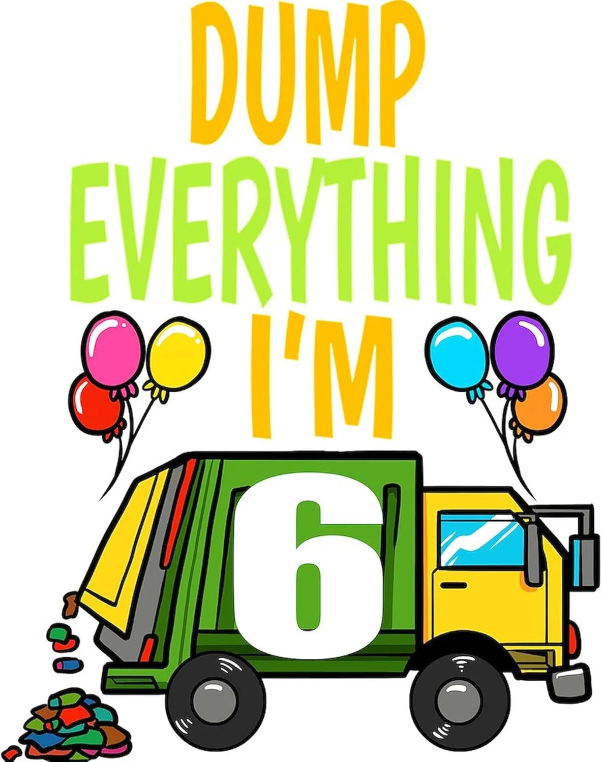 CafePress Garbage Truck Birthday Kids Boy 6Th Birthd Pajamas Women's Novelty Cotton Pajama Set, Comfortable PJ Sleepwear