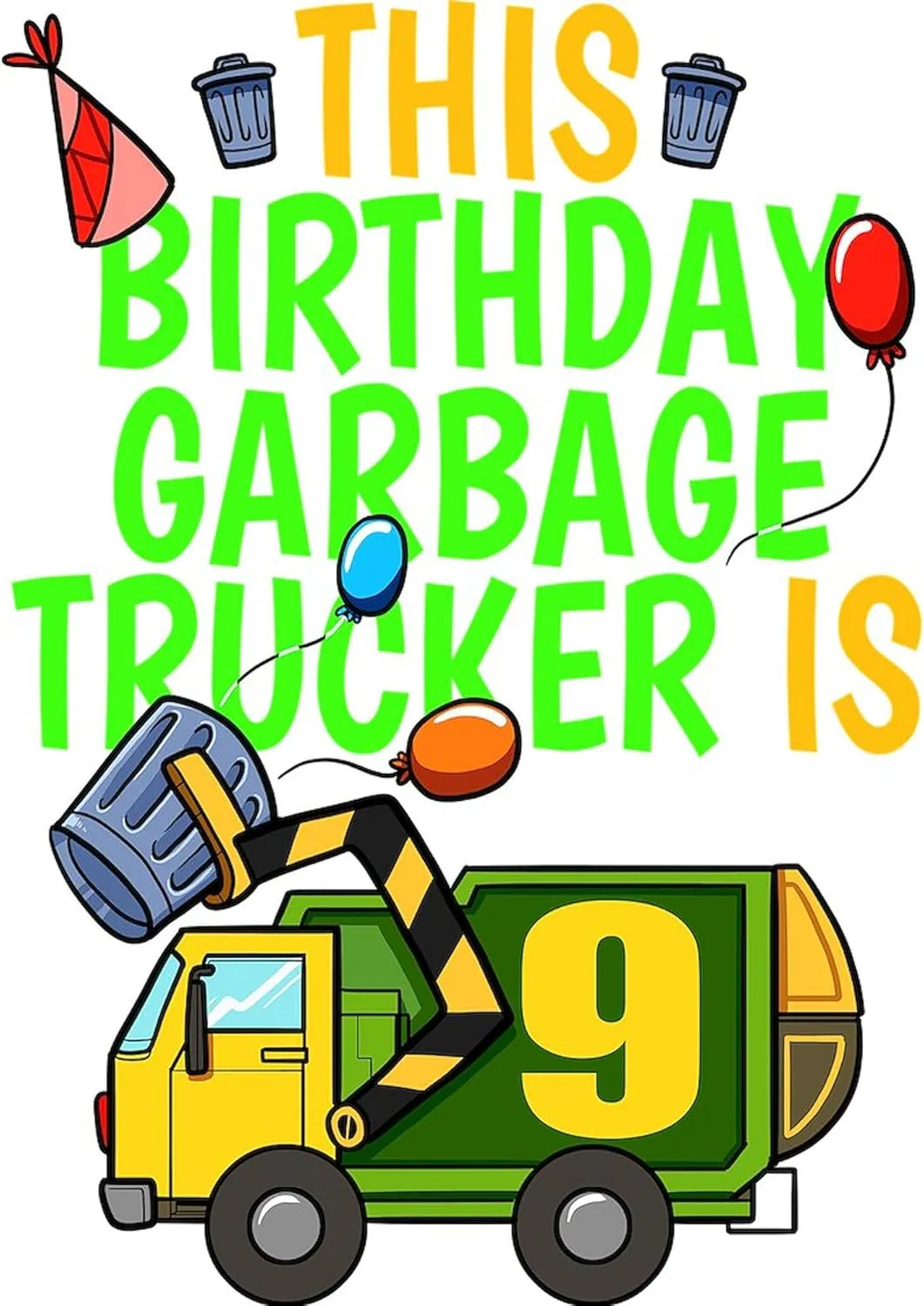 CafePress Garbage Truck Birthday Kids Boy 9Th Birthd Pajamas Women's Novelty Cotton Pajama Set, Comfortable PJ Sleepwear