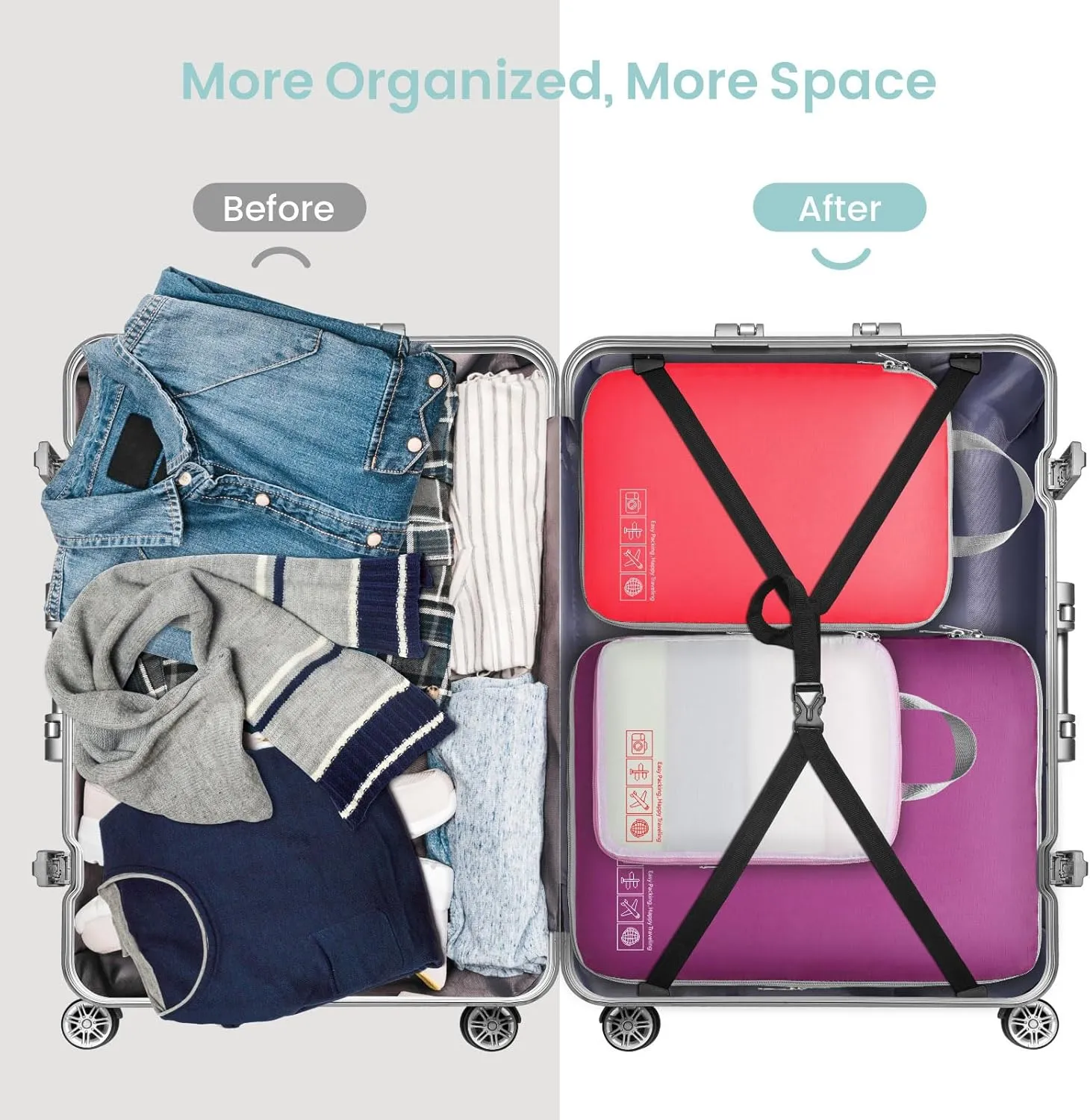 Cambond Mesh Compression Packing Cubes Travel - Space Saving Packing Cubes for Travel Women, Lightweight Compression Cubes for Travel Bags Luggage Packing Organizer for Suitcases