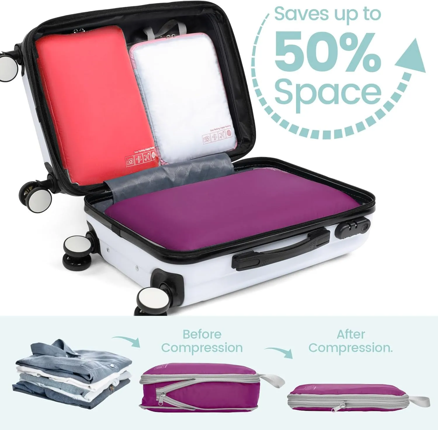 Cambond Mesh Compression Packing Cubes Travel - Space Saving Packing Cubes for Travel Women, Lightweight Compression Cubes for Travel Bags Luggage Packing Organizer for Suitcases
