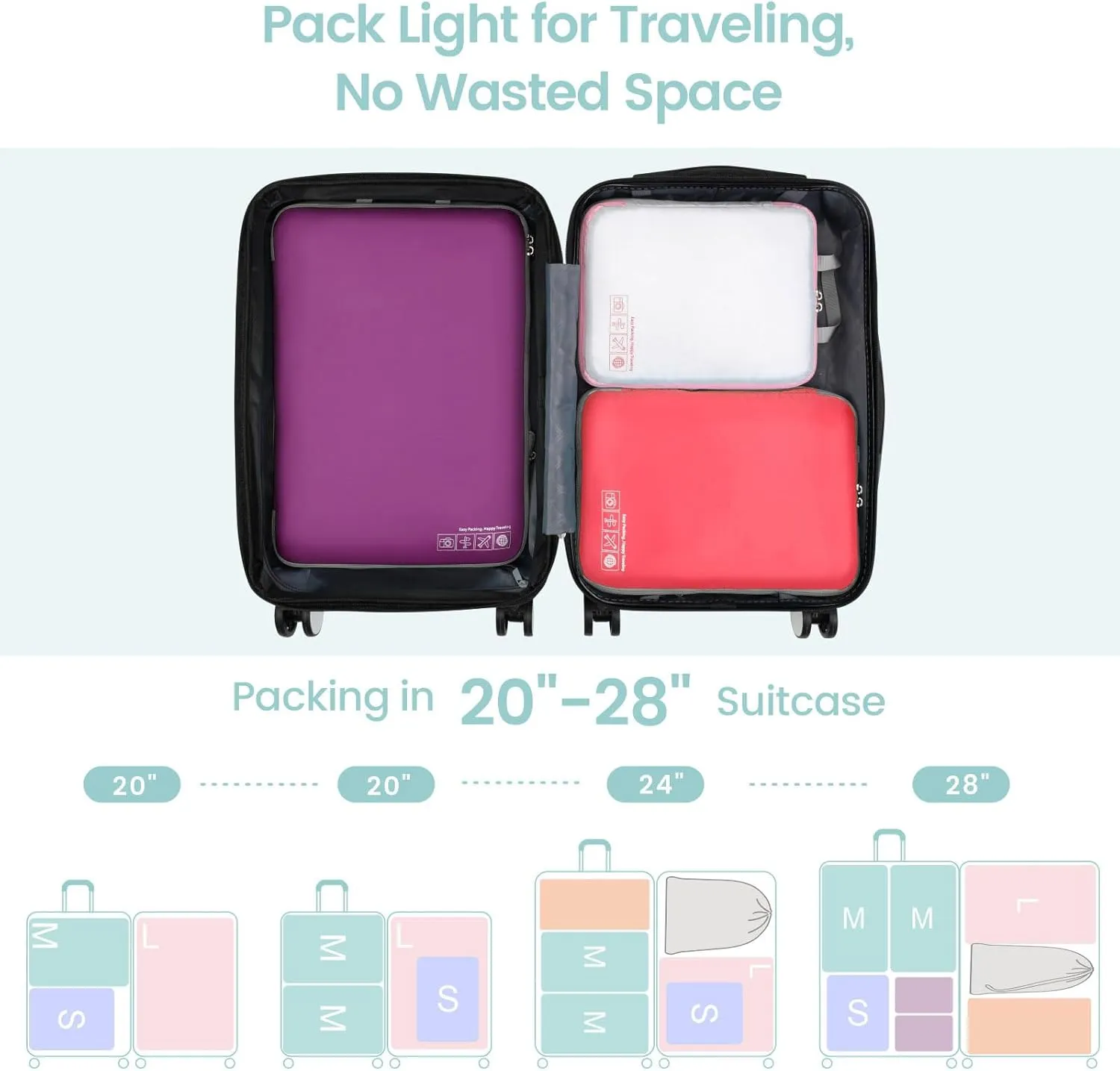 Cambond Mesh Compression Packing Cubes Travel - Space Saving Packing Cubes for Travel Women, Lightweight Compression Cubes for Travel Bags Luggage Packing Organizer for Suitcases