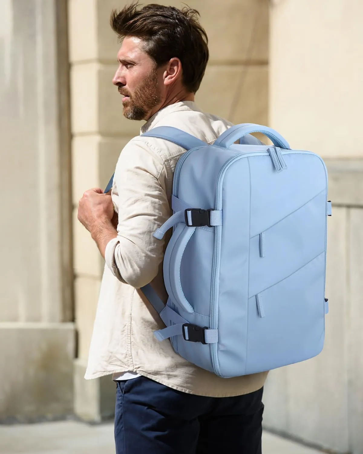 Capolo Travel Backpack for Women Men Waterproof Laptop Backpack Flight Approved Carry On Backpack Overnight Weekender Bag College Bookbag for Business, Work, Traveling Fits 17 '' Laptop,Light Blue